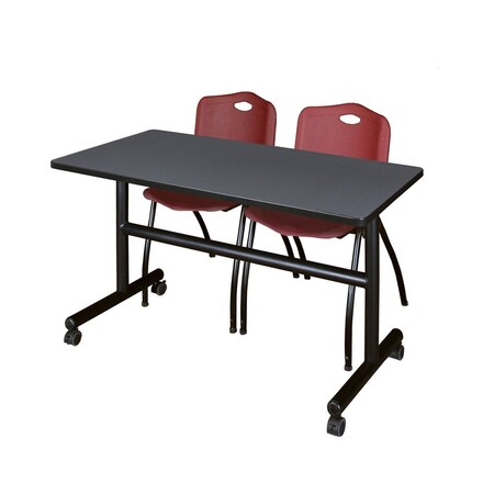 Kobe Tables > Nesting Tables > Kobe Flip Top Table & Chair Sets, 48 W, 24 L, 29 H, Grey MKFT4824GY47BY
